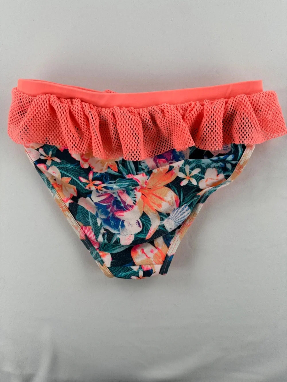 Ideology Coral Pink Floral Ruffle Girls Swim Bikini Bottom
